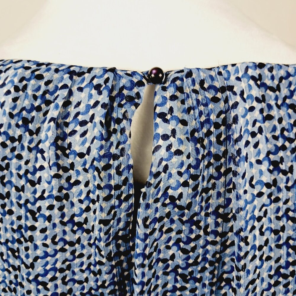Roz & Ali 1X Top, 3/4 Sleeve, Blue, White & Black Abstract Print, Stretch Waist - Picture 10 of 16